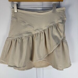 MOTHER The Minx Mini Skirt Beige High Rise Asymmetrical Skirt Designer Feminine